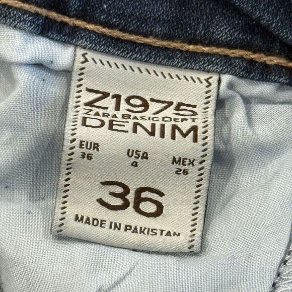 Zara Womens Z1975 Denim Jeans Skinny Mid Rise Pockets Raw Hem Size 4 - Picture 5 of 5
